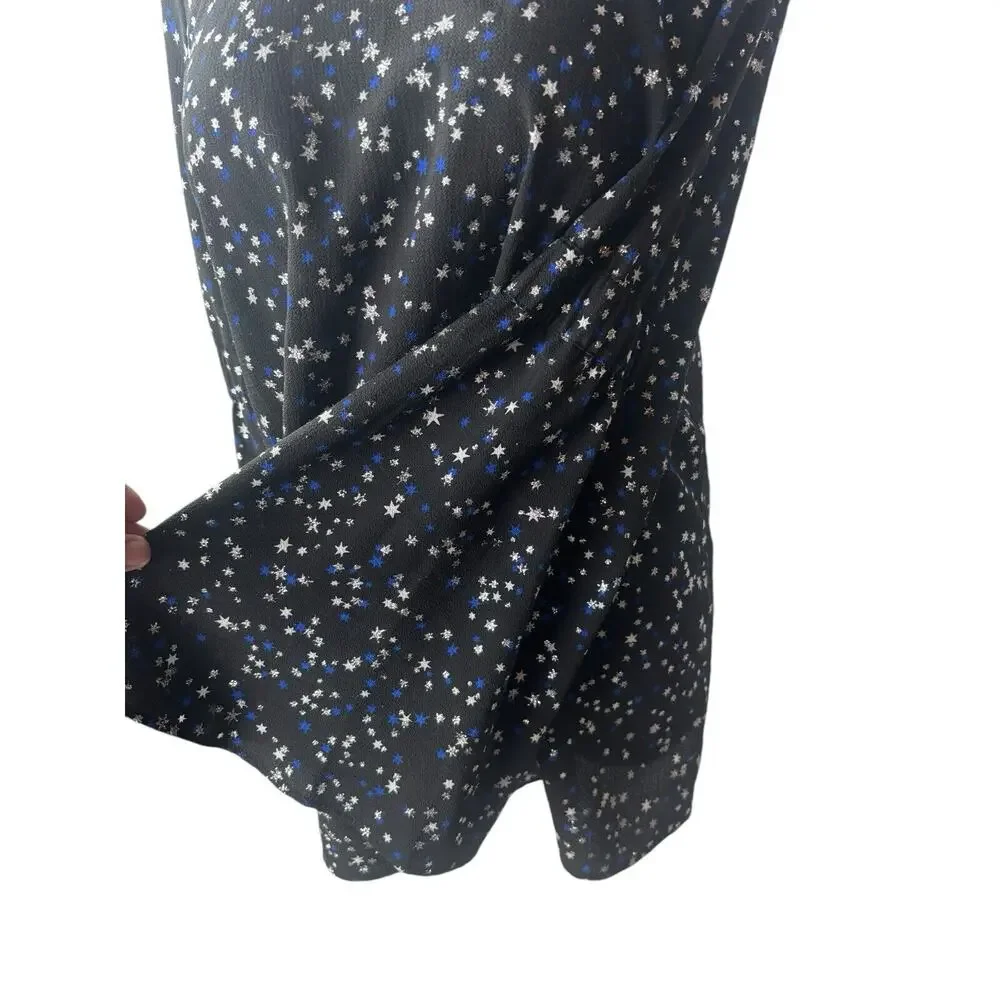 Michael Kors‎ Black celestial fairy Star Print Bell Sleeve Blouse Medium Sparkle